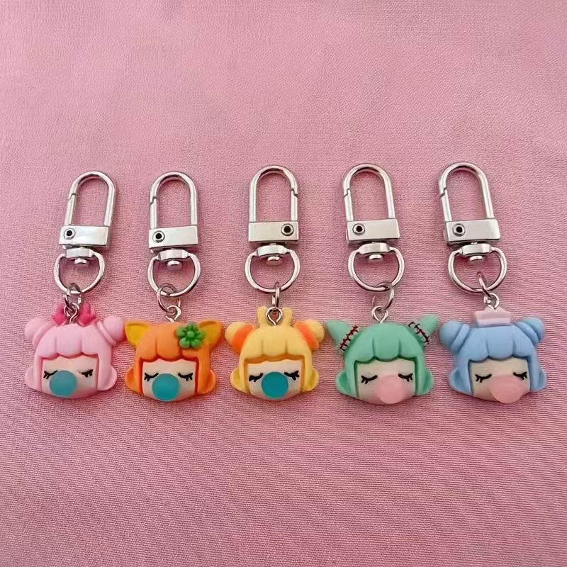 Party Favor Bag - 5pcs resin girl keychain, suitable for