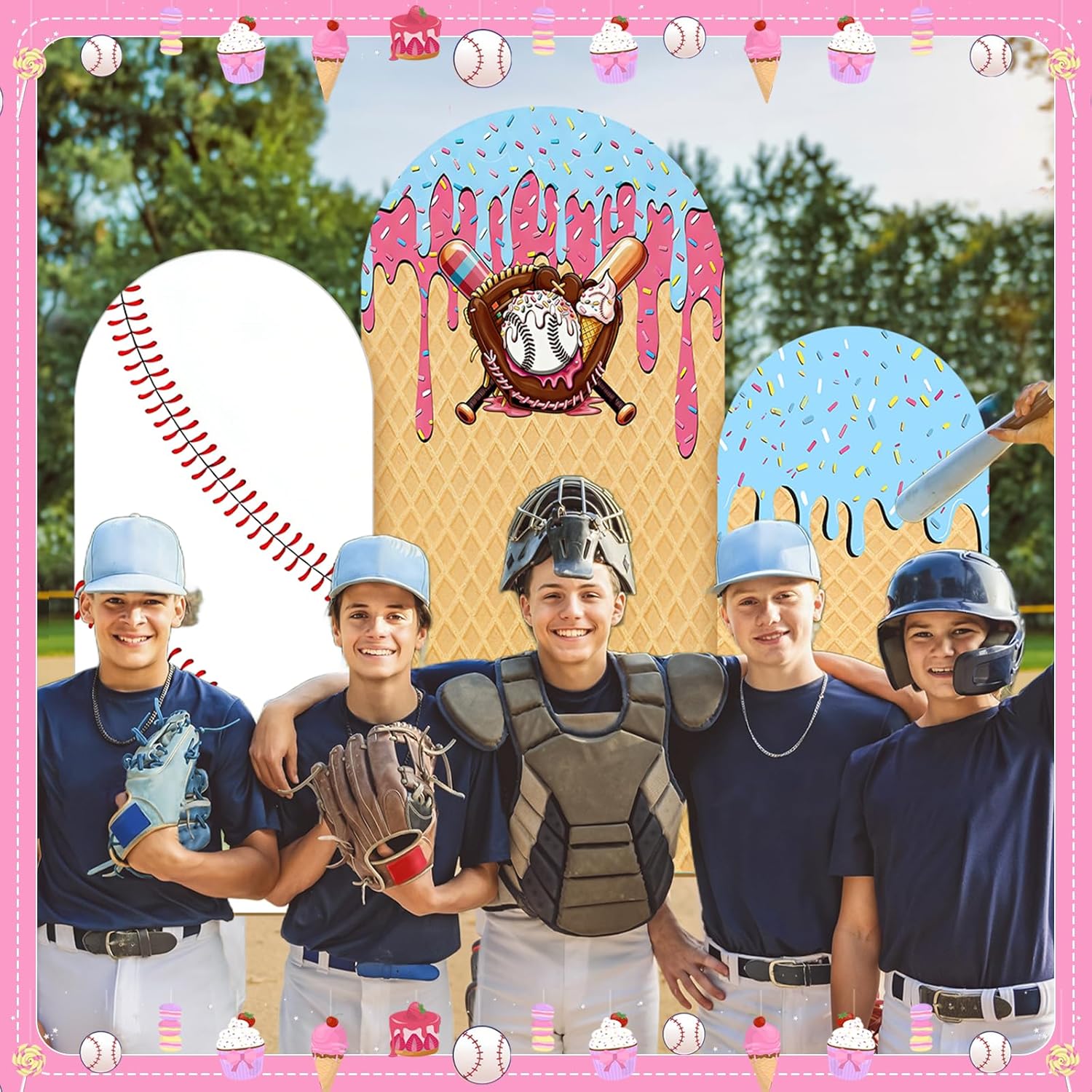 Baseball Ice Cream Drip Arch B - огляд і ціна Dessert Table Backdrop