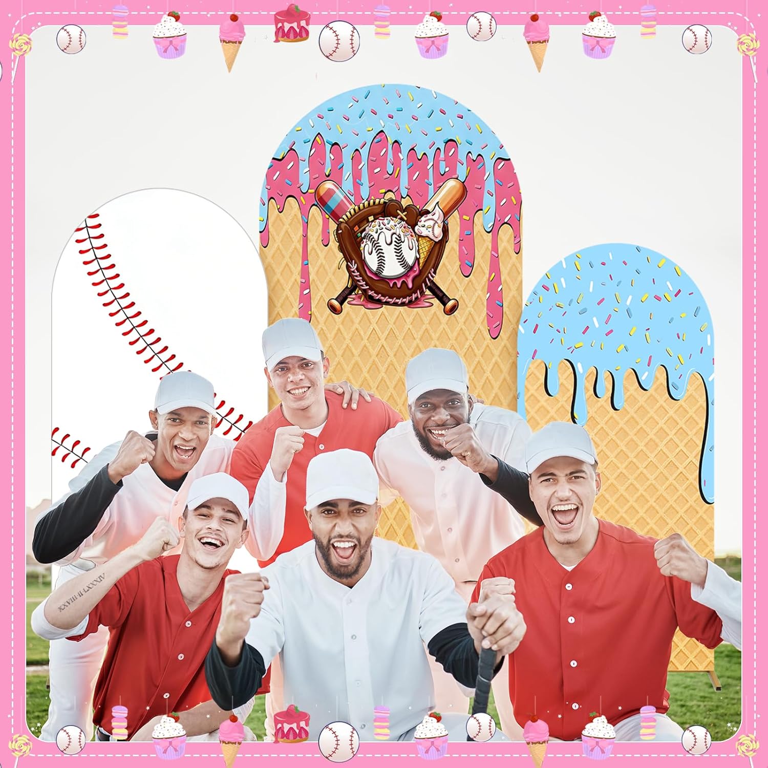 Baseball Ice Cream Drip Arch B - огляд і ціна Dessert Table Backdrop