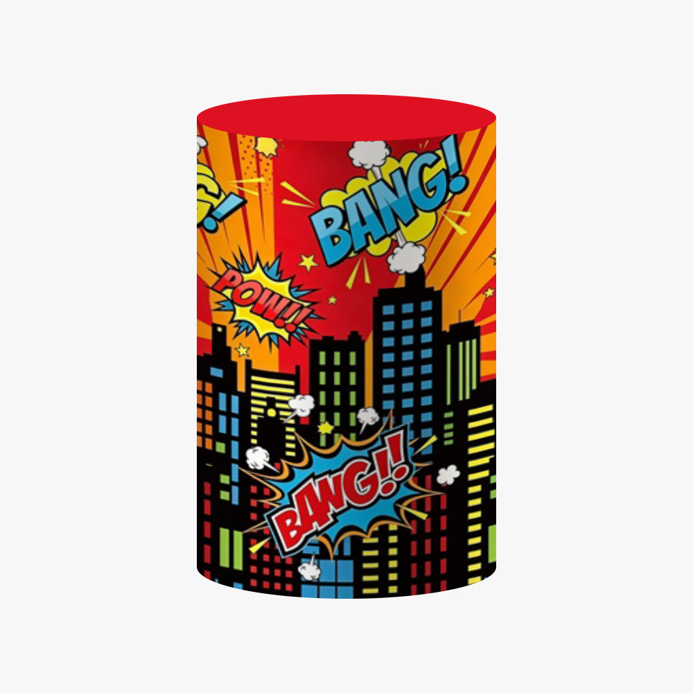 Comic Superhero Cylinder Cover - огляд і ціна Dessert Table Backdrop