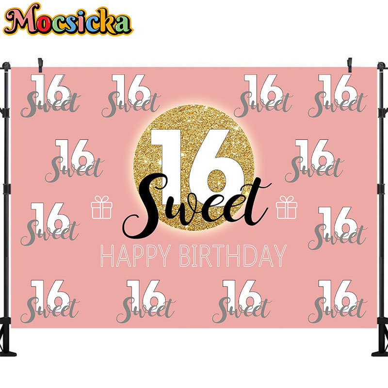 Mocsicka Sweet 16 Birthday Bac - огляд і ціна Dessert Table Backdrop