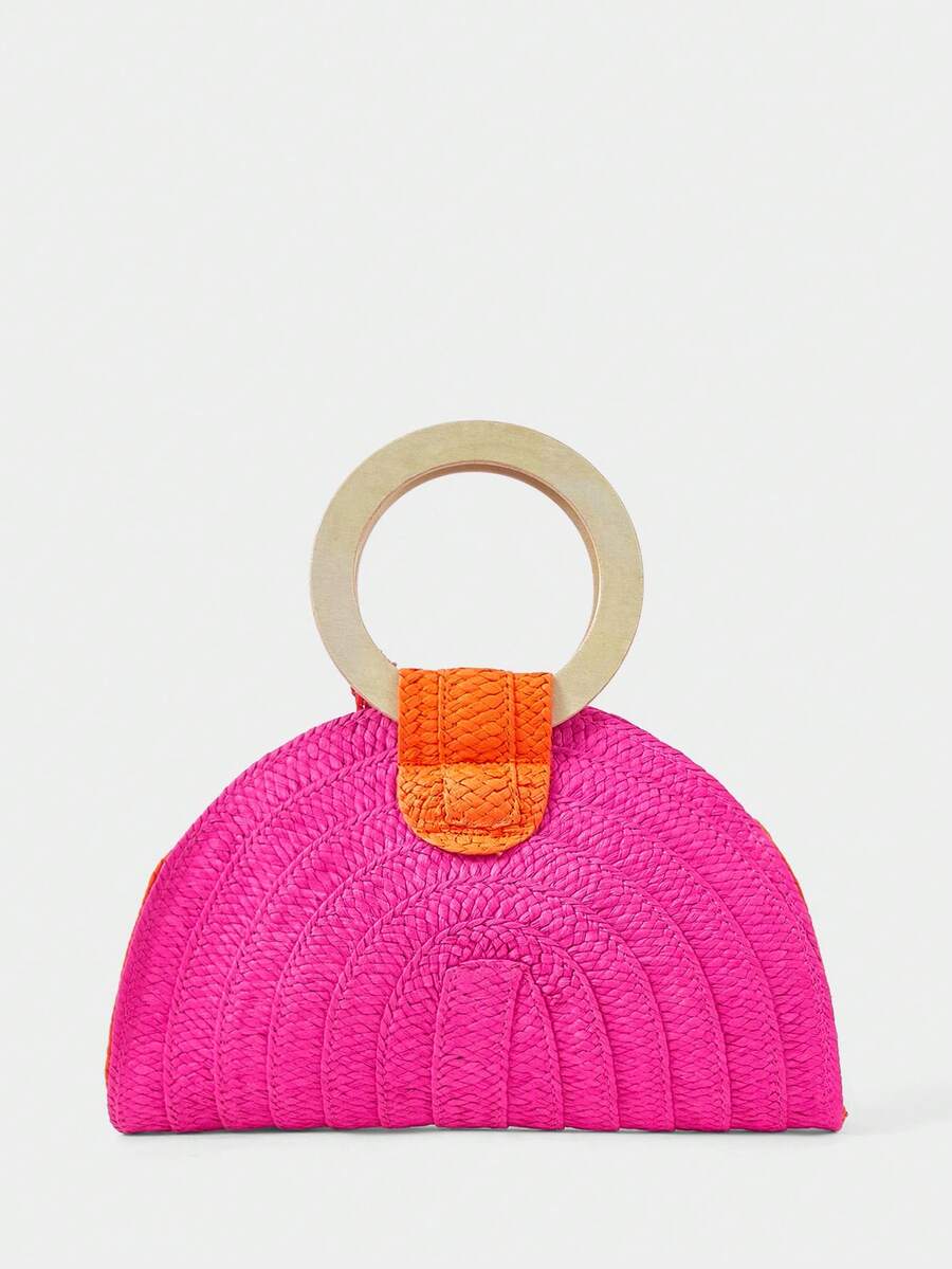Ladies Round Wooden Arm Two-Co - огляд і ціна Paper Straw Color