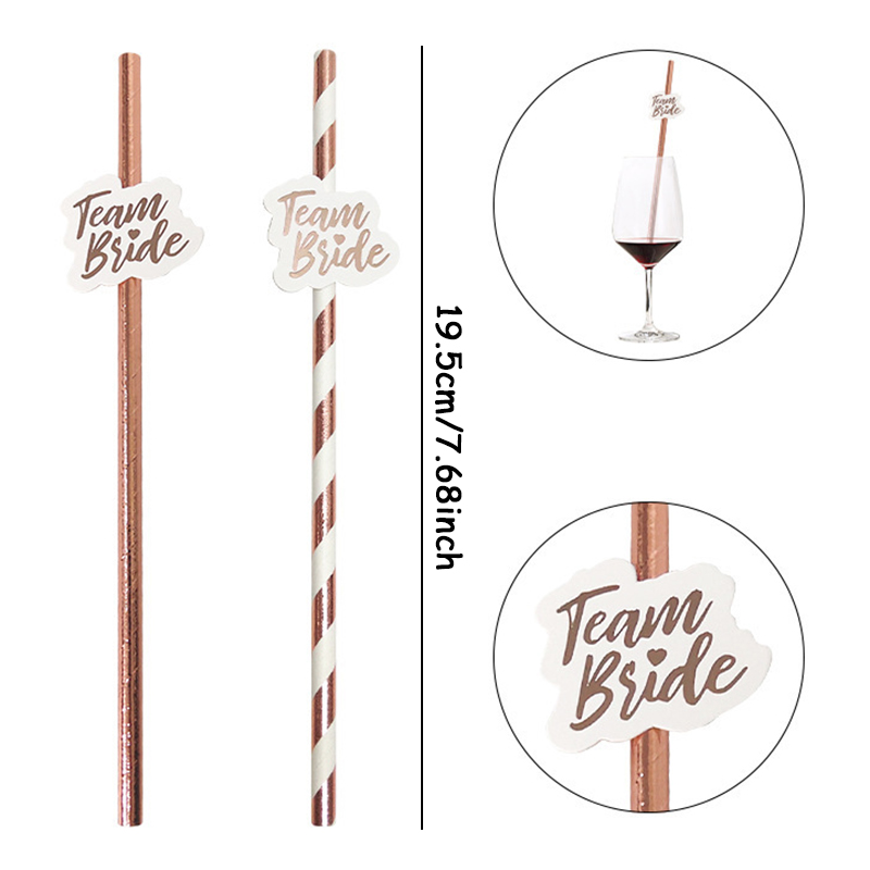 10pcs Team Bride Rose Gold Str - огляд і ціна Paper Straw Color