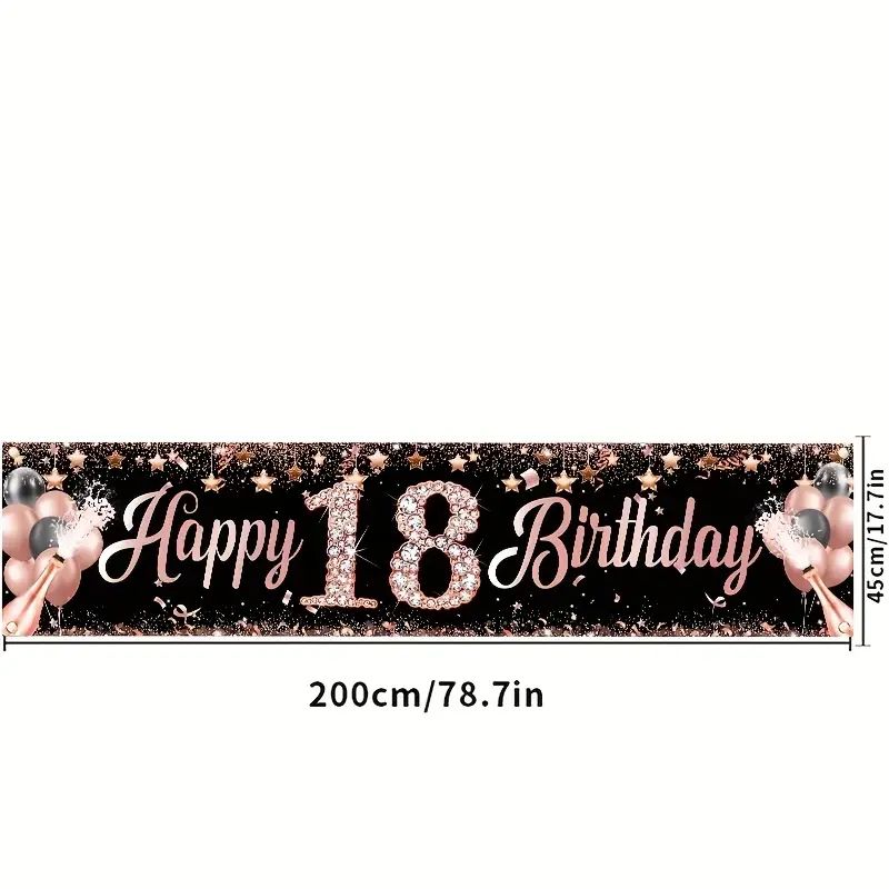 18th Birthday Banner, Rose Gol - огляд і ціна Party Banner Gold