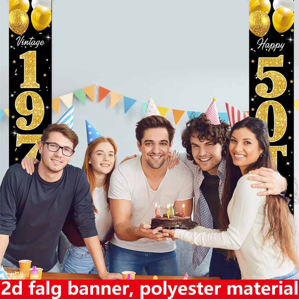 2D Flat Banner, 2PC Birthday B - огляд і ціна Party Banner Gold