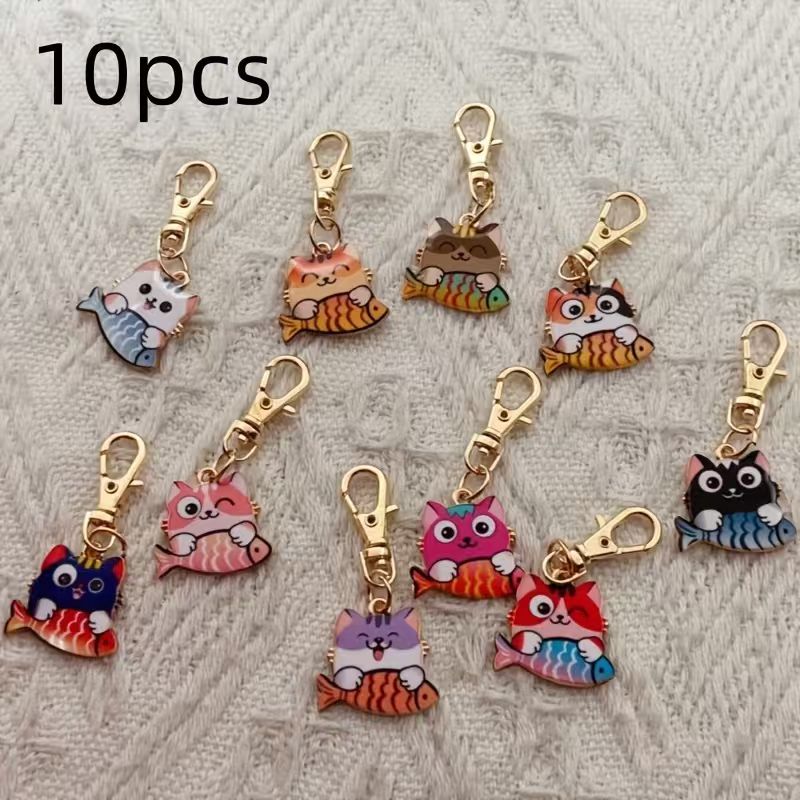 10pcs alloy printed cat keycha - огляд і ціна Party Favor Bag